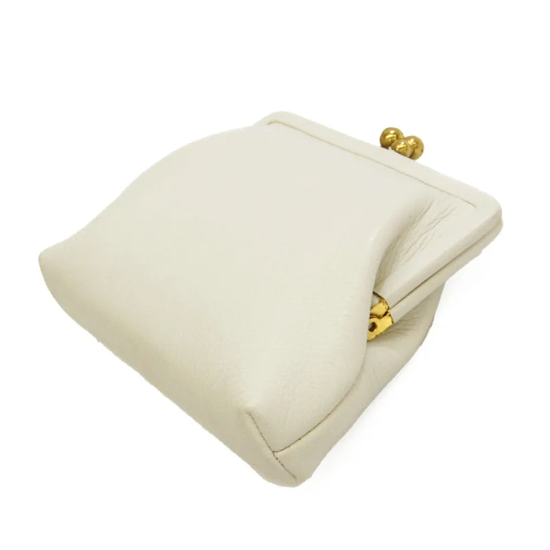 CHRISTIAN DIOR Women's Leather Coin Purse/coin Case White