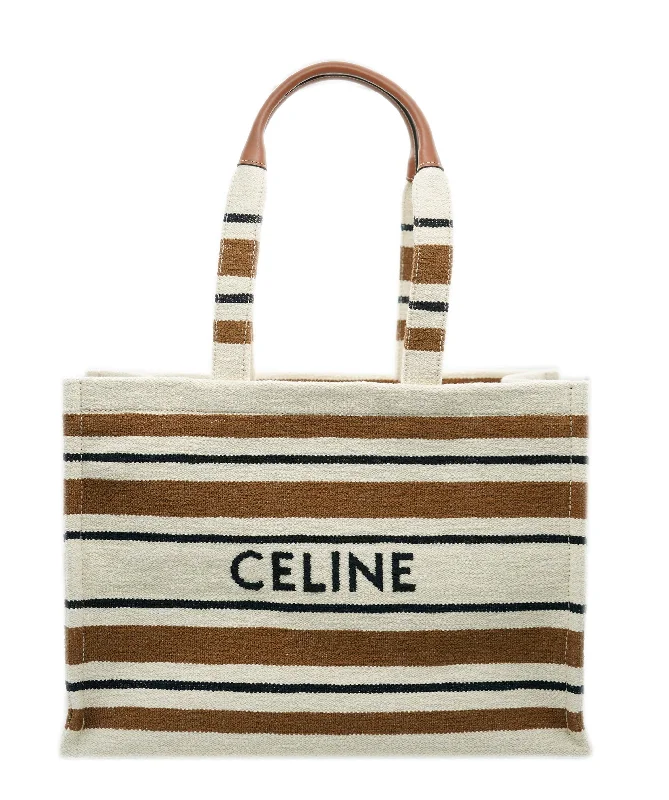 Brand New Celine Cream Stripe Large Cabas Thais Tote - UKL1456