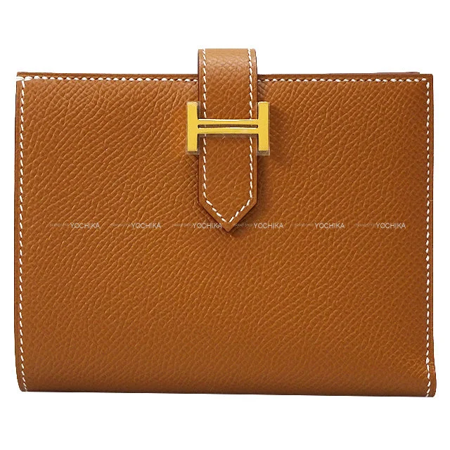 HERMES Bi-fold wallet Bearn Compact Gold Veau Epsom Gold HW Stamp B[BRAND NEW][Authentic]