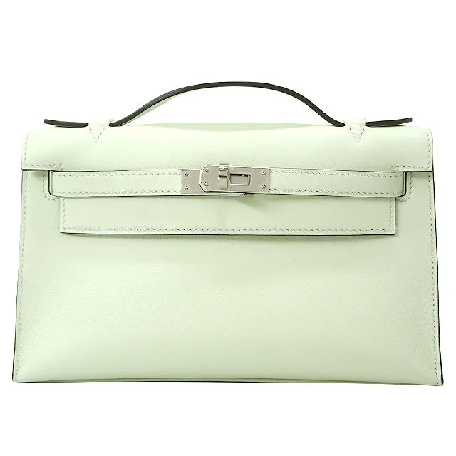 HERMES Handbag Pochette Kelly Vert Fizz Veau Swift Silver HW Stamp U[BRAND NEW][Authentic]