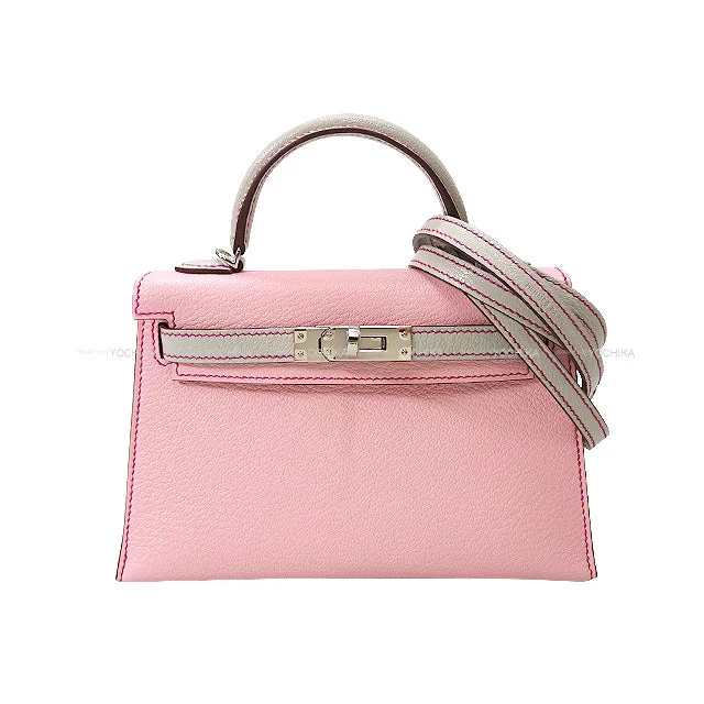 HERMES Shoulder bag Kelly mini 2 Kelly20 Personal order Rose Sakura/Gris Perle Chevre Myzore Silver HW Stamp B[BRAND NEW][Authentic]