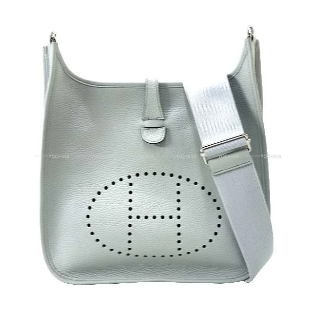 HERMES Shoulder bag Evelyne 29 PM Bleu Pale Taurillon Clemence Silver HW Stamp B[ALMOST NEW][Authentic]