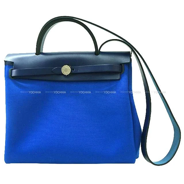 HERMES Shoulder bag HerBag Zip PM 31 Bleu Billard/Bleu Saphir(73) Toile Militaire/Vache Hunter Silver HW Stamp U[BRAND NEW][Authentic]