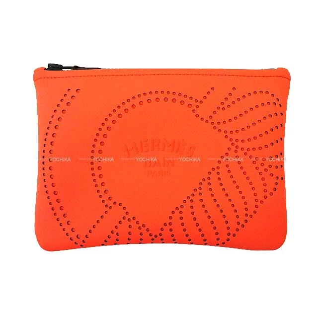 HERMES Pouch Flat NEO BAIN Canoe H PM Grenadine Polyamide/ Elasthane Black HW[BRAND NEW][Authentic]