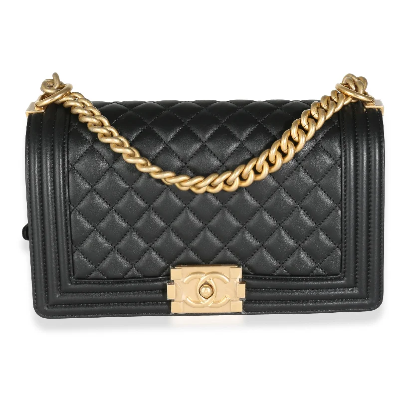 Black Quilted Lambskin Medium Boy Bag