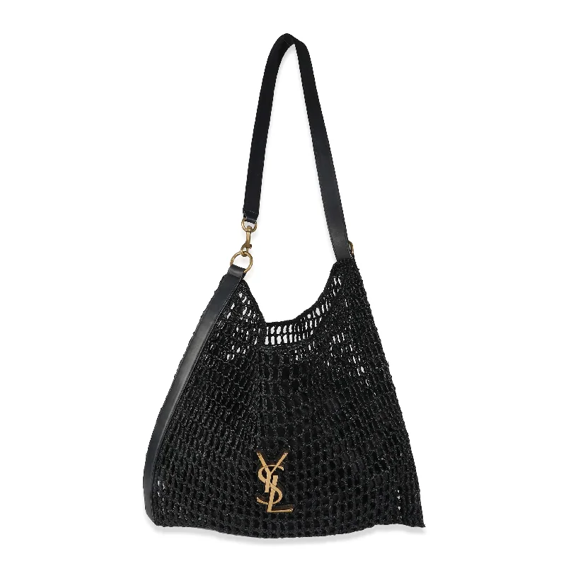 Black Raffia Logo Oxalis Tote