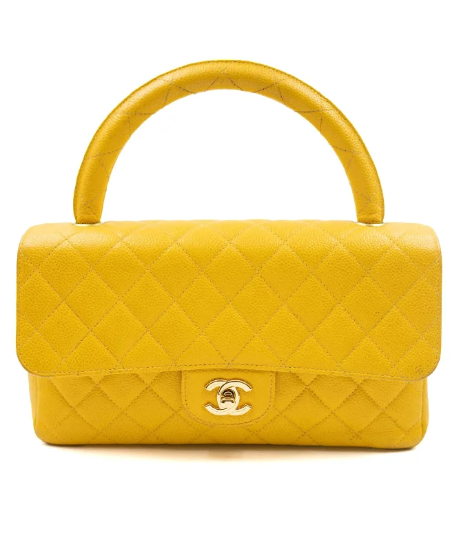 Chanel Kelly Bag Caviar Yellow GHW vintage ASL3170