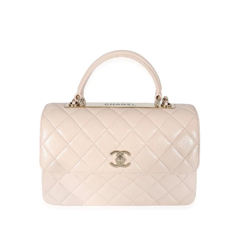 Chanel Pink Quilted Lambskin Medium Trendy CC Dual Top Handle Bag