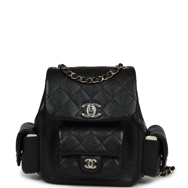 Chanel Small Cargo Backpack Black Caviar Light Gold Hardware