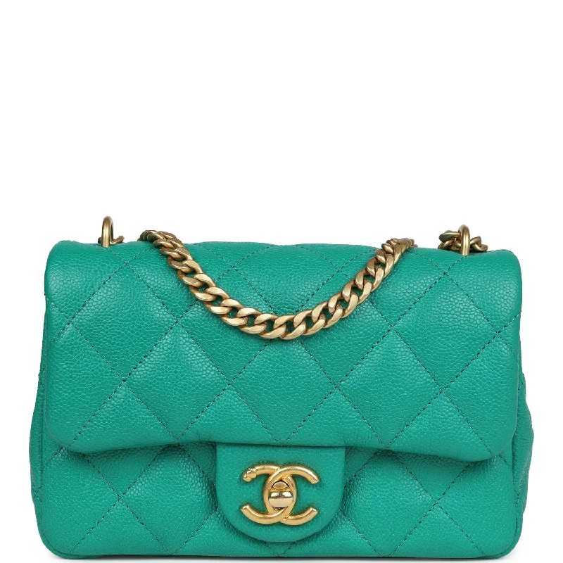 Chanel Sweetheart Crush Mini Rectangular Flap Green Caviar Antique Gold Hardware