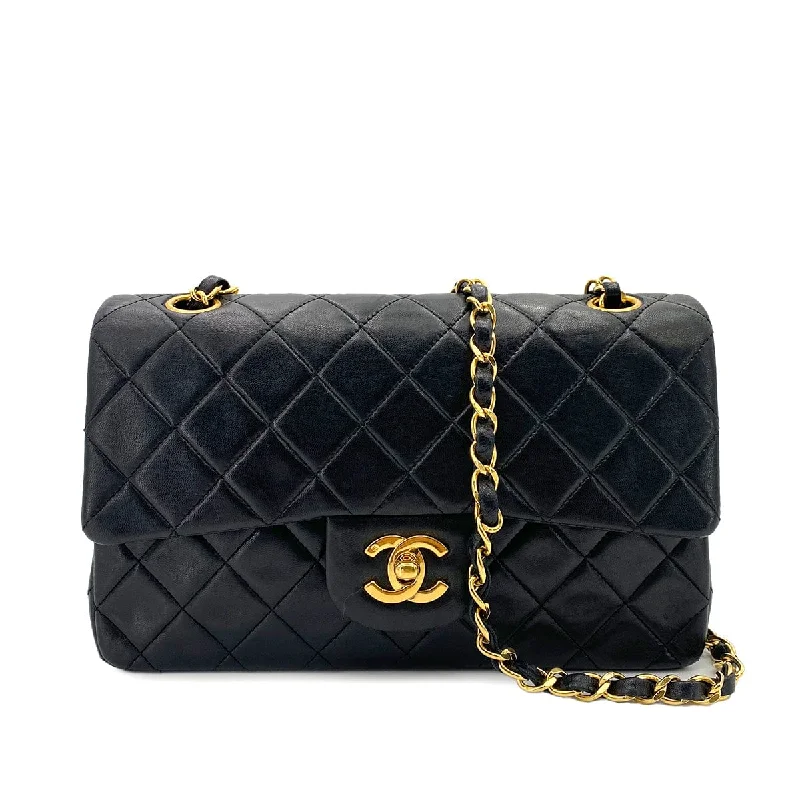 CHANEL VINTAGE CLASSIC FLAP SMALL CHAIN SHOULDER BAG BLACK LAMB SKIN 90243555