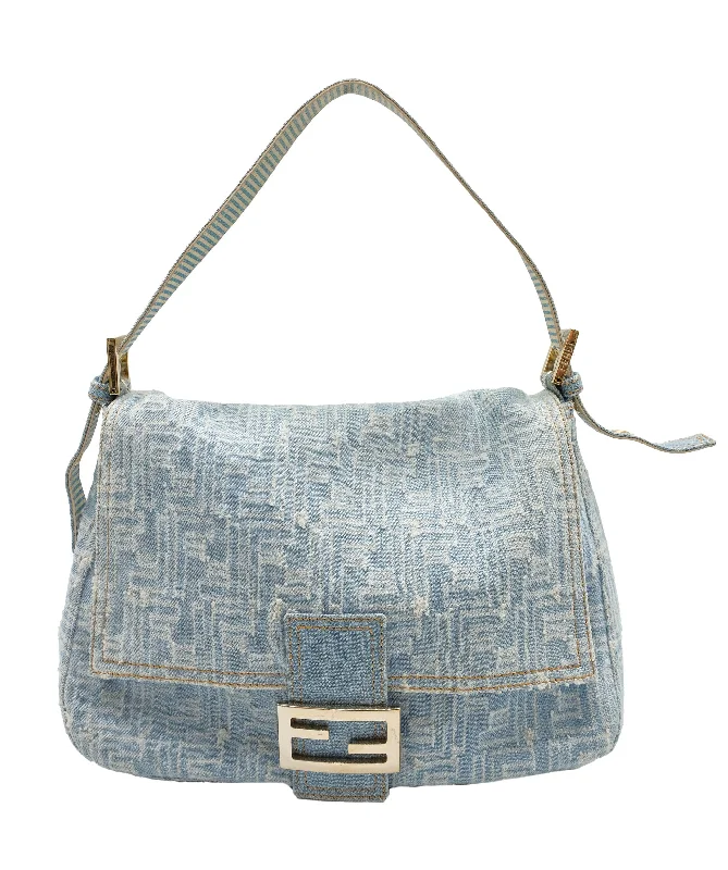 Fendi Zucca Baguette Denim Wash Blue DXBS0231