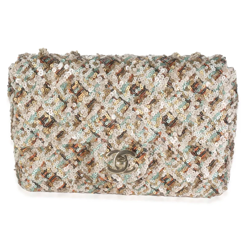 Gold Multicolour Sequin Small Single Flap Bag