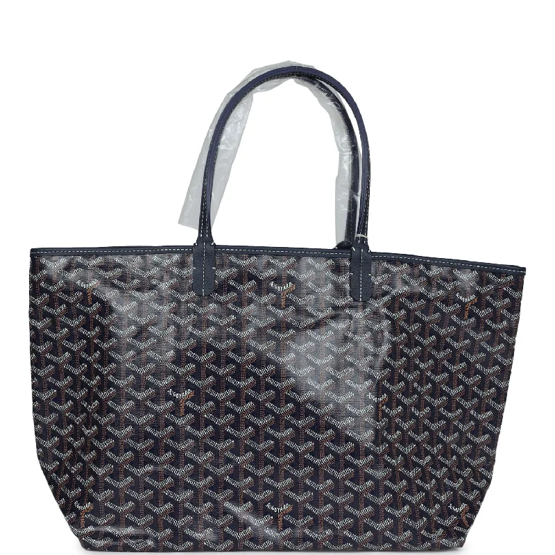 Goyard Goyardine Navy St. Louis PM Tote Bag Palladium Hardware