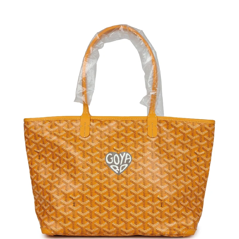 Goyard Goyardine Yellow Hand-Painted Artois PM Tote Bag Palladium Hardware