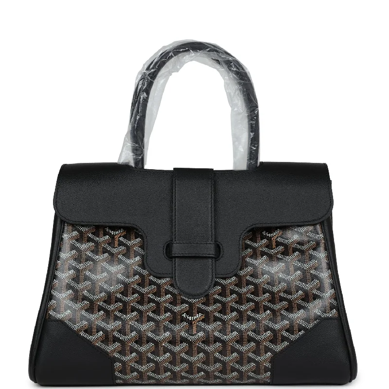 Goyard Saigon Tote Black Goyardine Canvas Palladium Hardware