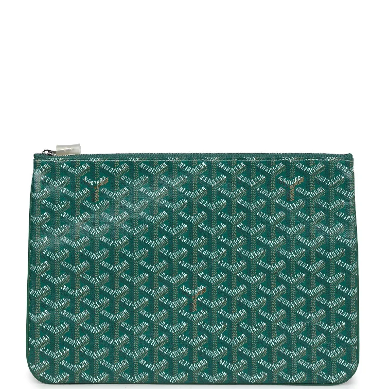 Goyard Goyardine Green Senat MM Pouch Palladium Hardware