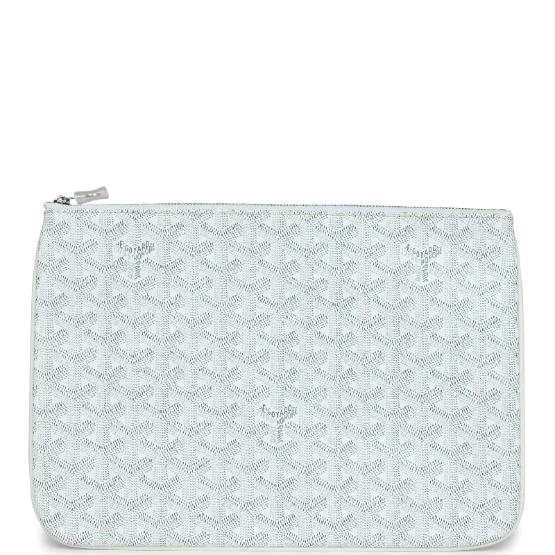 Goyard Goyardine White Senat MM Pouch Palladium Hardware