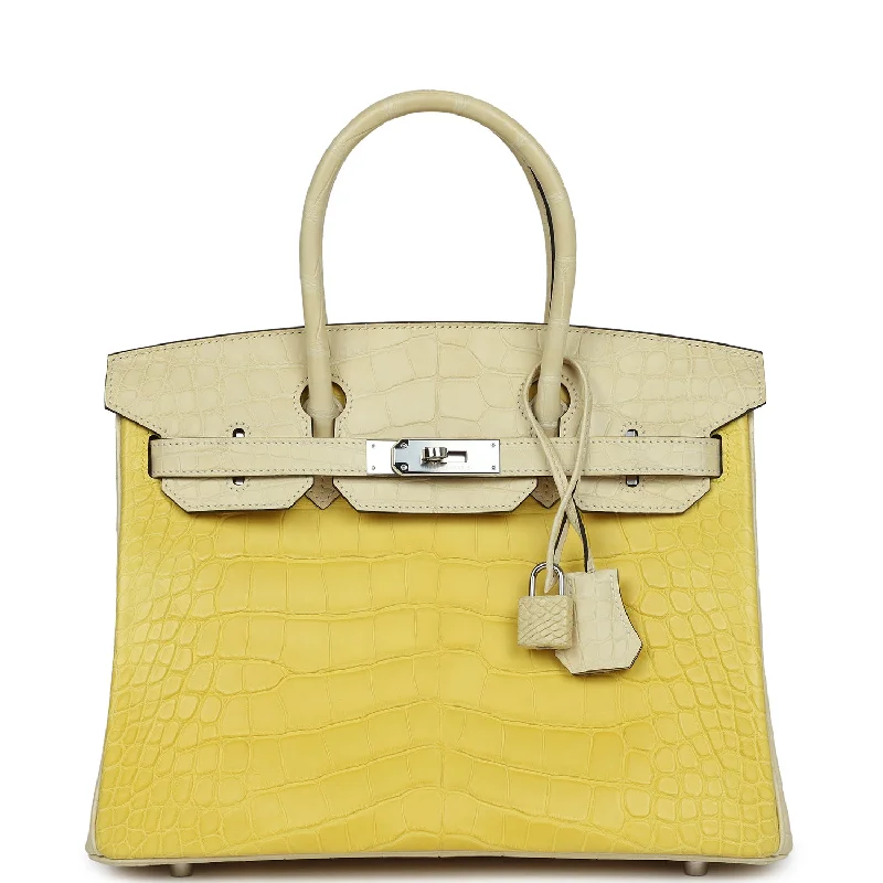 Hermes Birkin 30 Vanille and Mimosa Matte Alligator Palladium Hardware