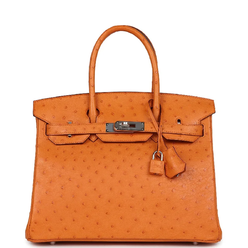 Hermes Birkin 30 Abricot Ostrich Palladium Hardware