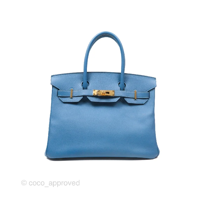 Hermès Birkin 30 Retourne Bleu Brighton 7E Epsom Gold Hardware