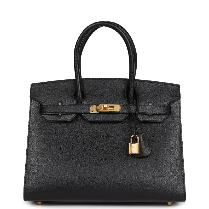 Hermes Birkin Sellier 30 Black Veau Madame Gold Hardware