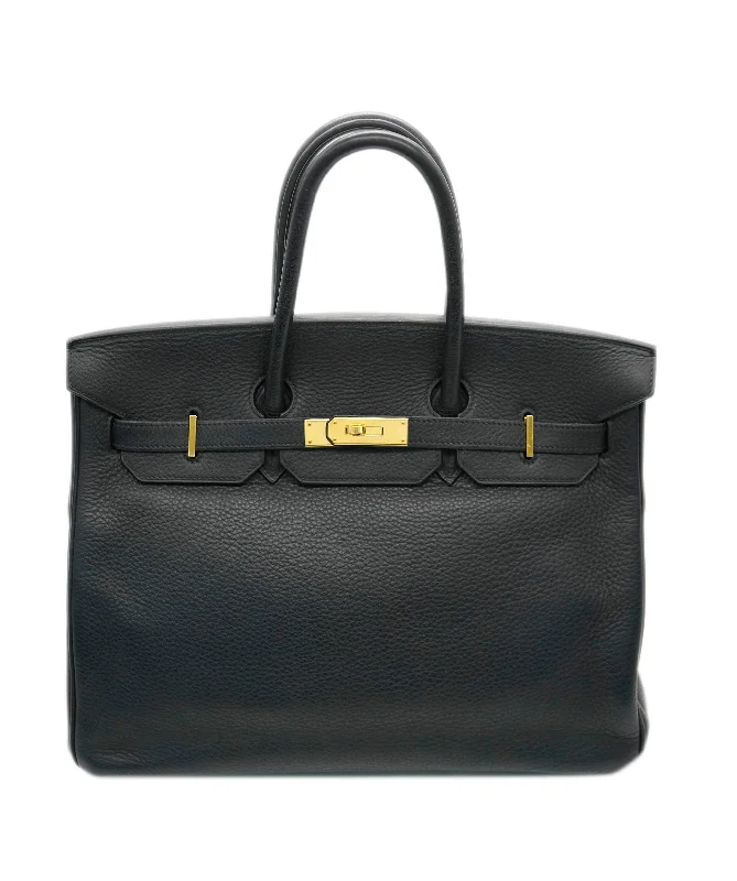 Hermes Birkin 35 Black Ardennes Hand bag □H GHW DBXS0012