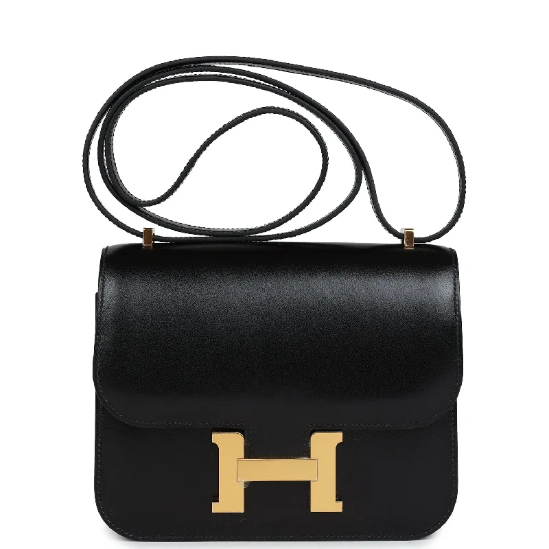 Hermes Constance 18 Black Box Gold Hardware