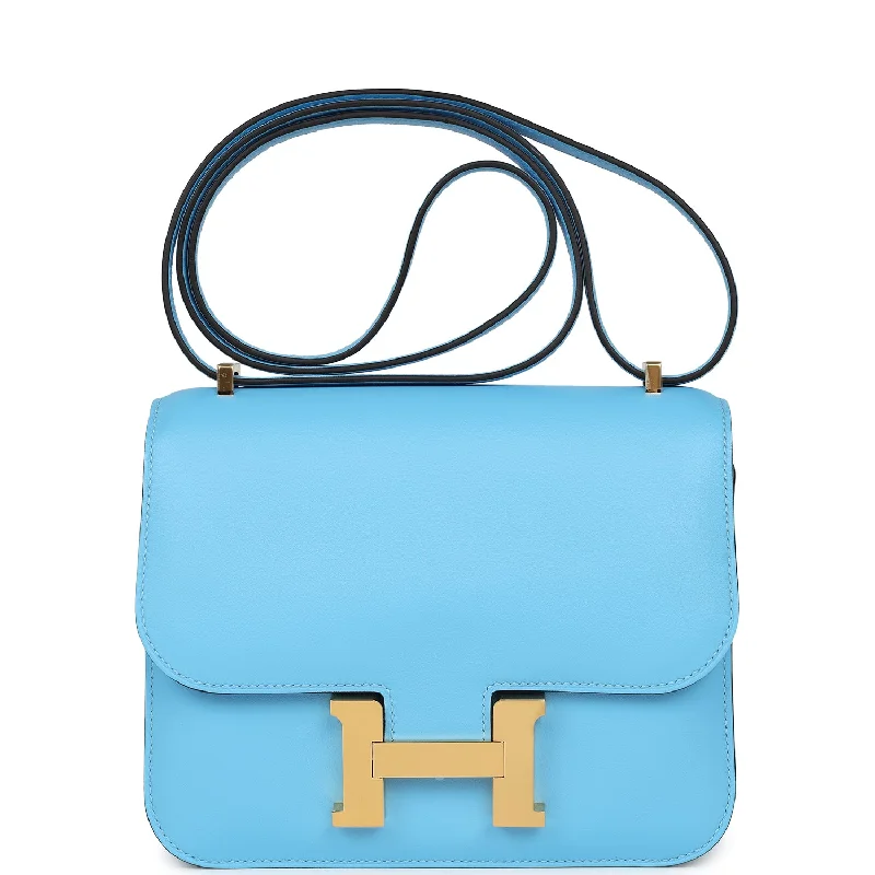 Hermes Constance 18 Celeste Swift Gold Hardware