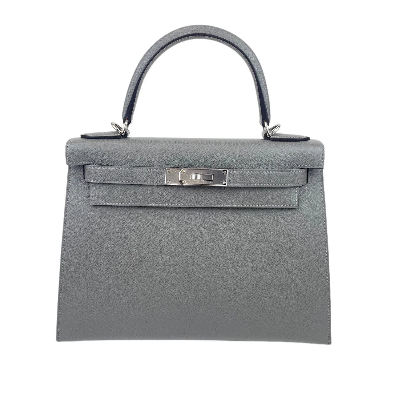 **Hermes Kelly 28 Sellier Gris Meyer Madame PHW #W SKCB-111274