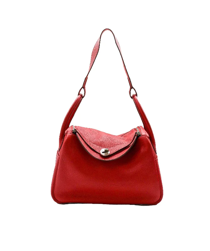 Hermès Lindy 30 Eclat Rouge Casaque / Rose Jaipur PHW #P ASL10628