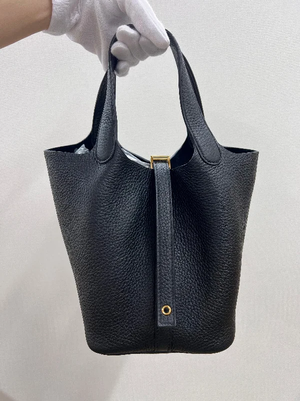 Hermes Picotin Lock 18 Black Clemence GHW #W SKCB-124444