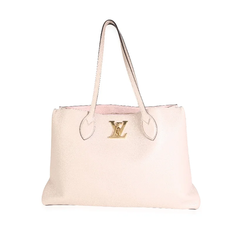 Louis Vuitton Greige Grained Calf Leather Lockme Shopper