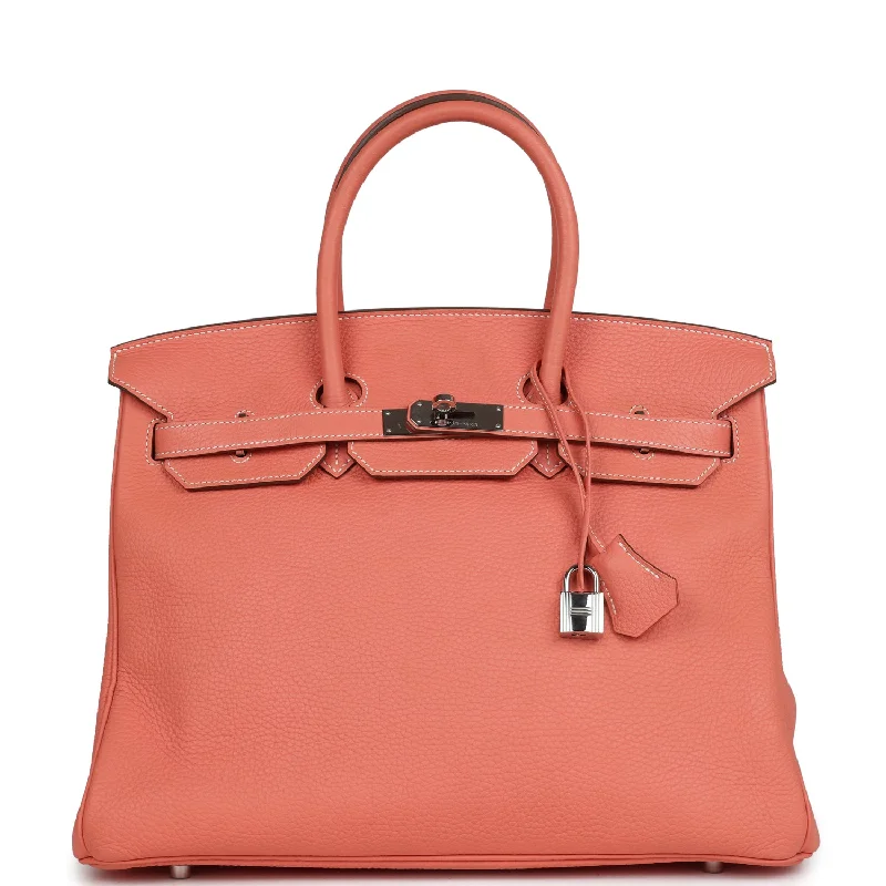 Pre-owned Hermes Birkin 35 Crevette Clemence Palladium Hardware