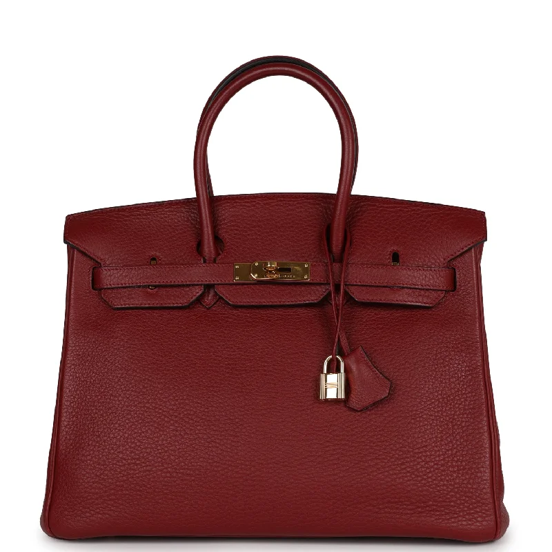 Pre-owned Hermes Birkin 35 Rouge H Togo Gold Hardware