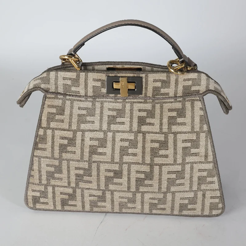 Fendi Tortora Nuvola Chenille Vitello Seta FF Small IseeU Peekaboo