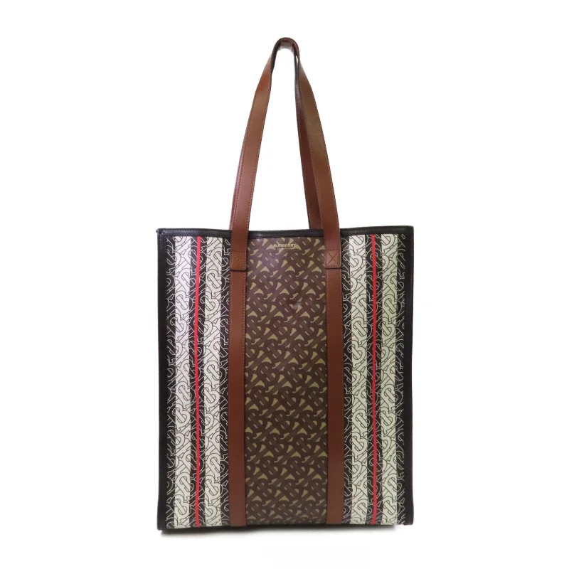 BURBERRY 塗層帆布Tote Bag肩背袋啡色/黑色/白色