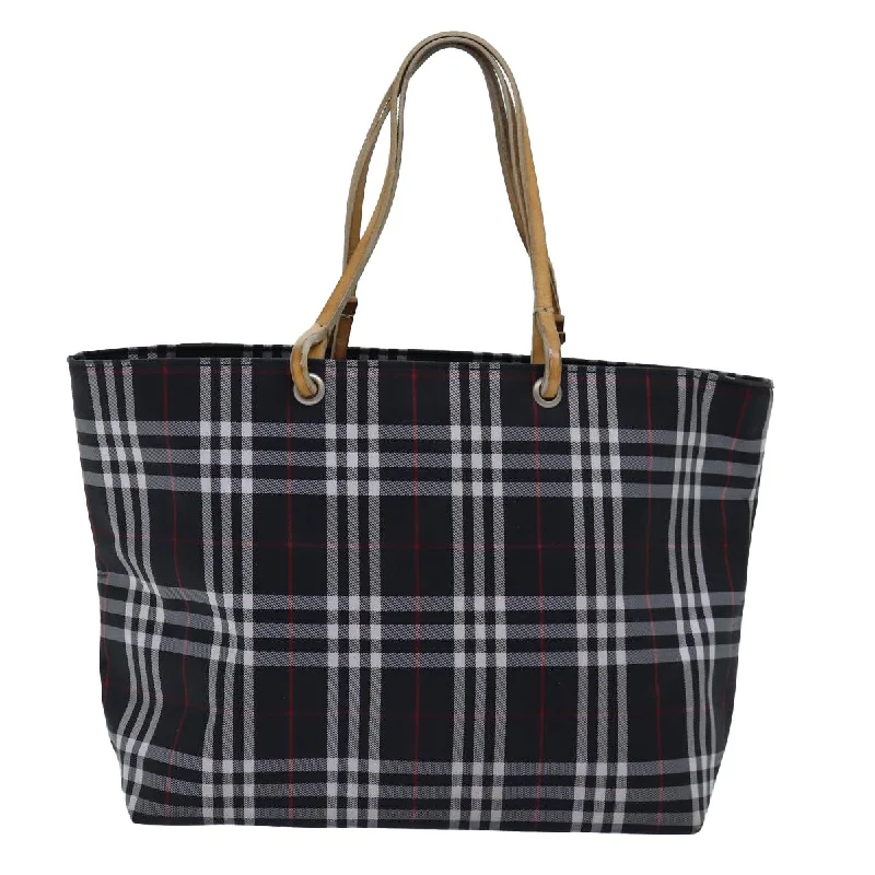 BURBERRY Nova Check Hand Bag Nylon Black  76571