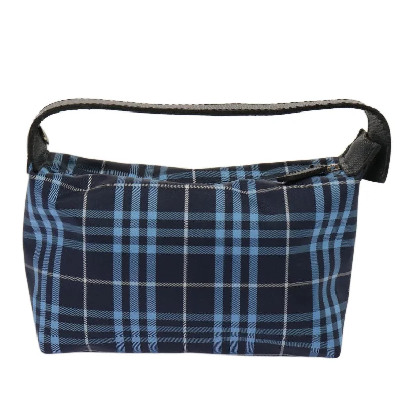 BURBERRY Nova Check Hand Bag Nylon Blue  73195