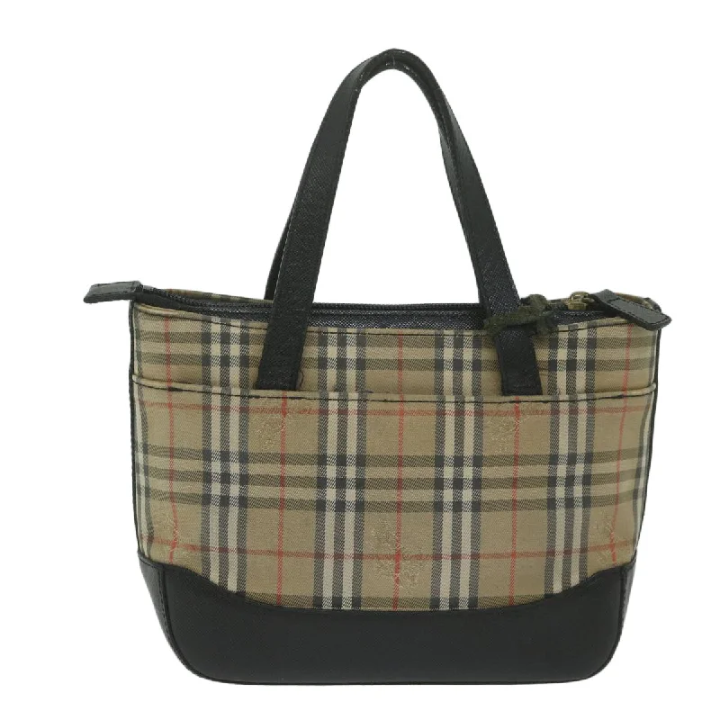 BURBERRY Nova Check Hand Bag Nylon Leather Beige  63558