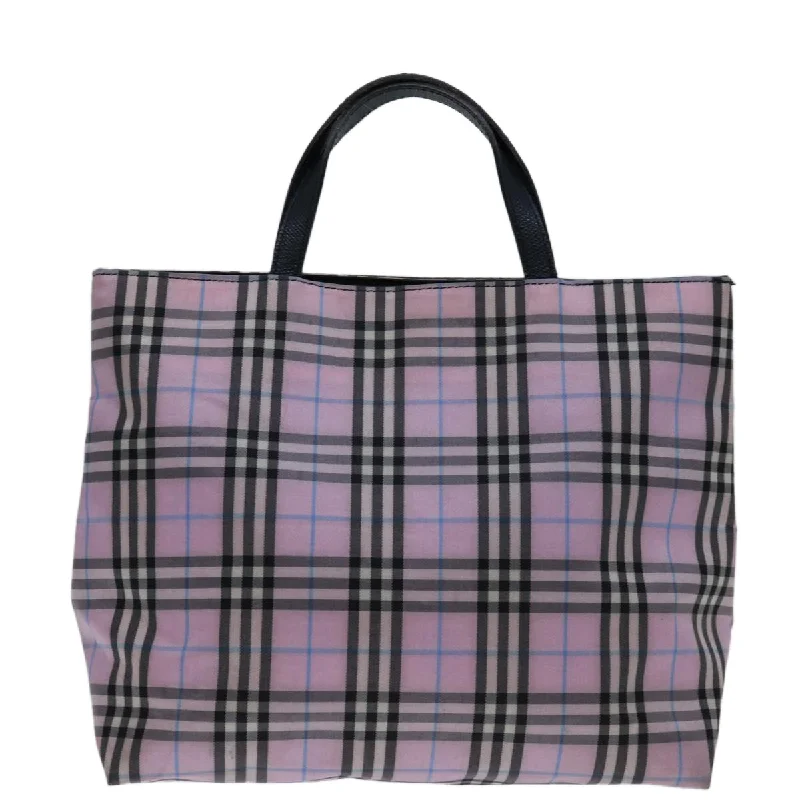 BURBERRY Nova Check Hand Bag Nylon Pink  yk11387