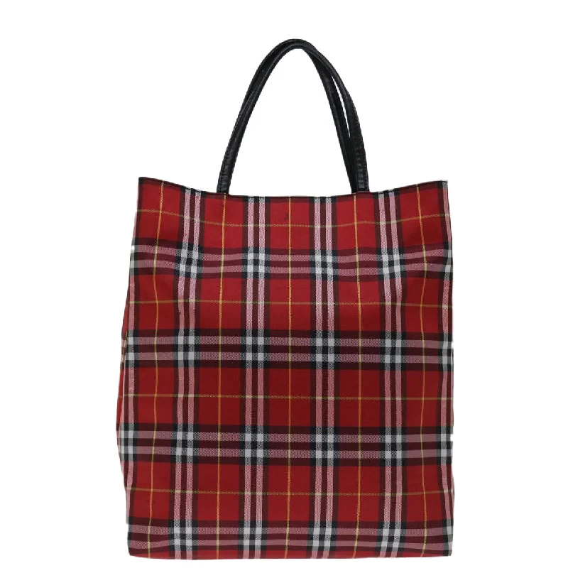 BURBERRY Nova Check Hand Bag Nylon Red  bs12551