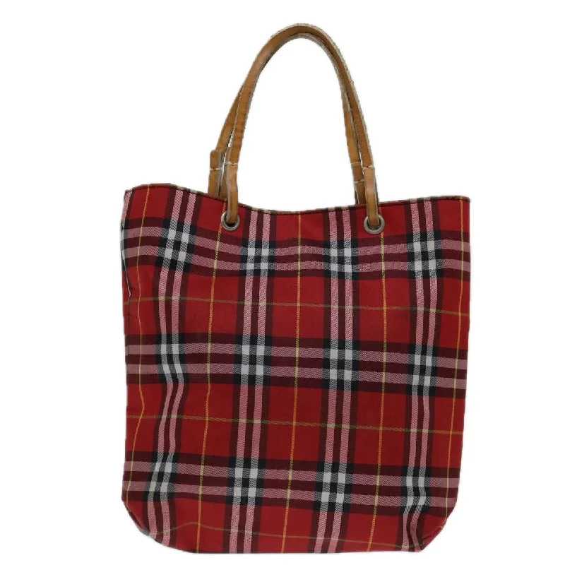 BURBERRY Nova Check Hand Bag Nylon Red  bs12782