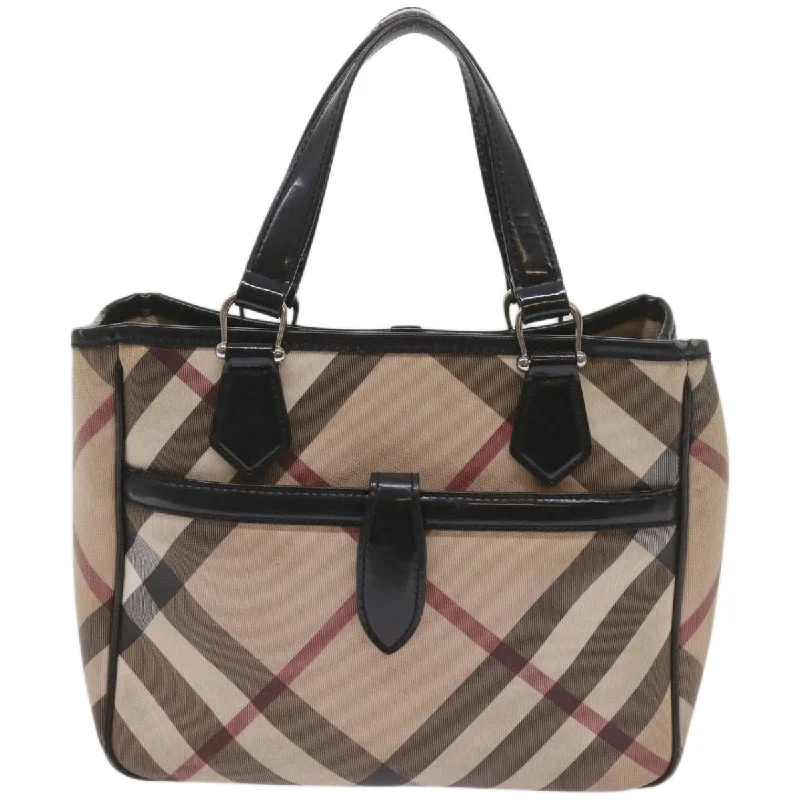 BURBERRY Nova Check Hand Bag PVC Beige  68142