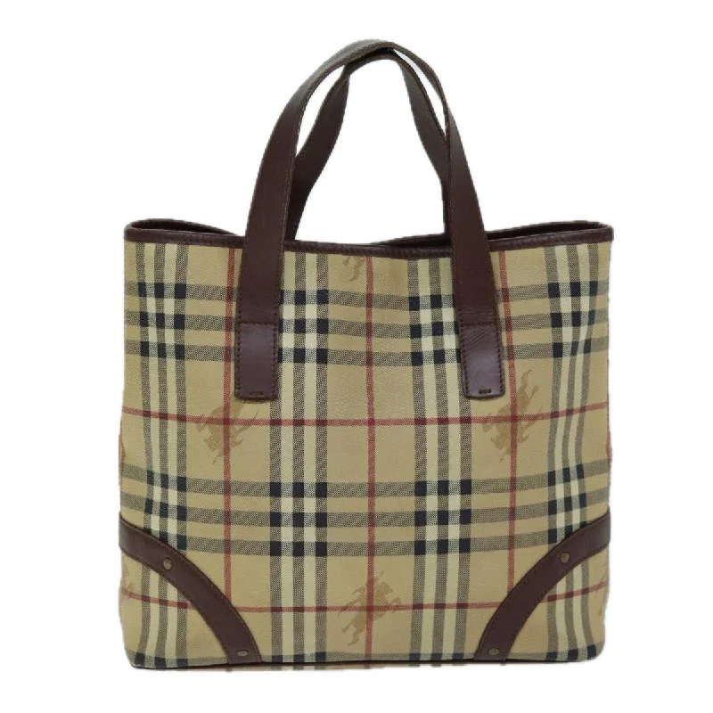 BURBERRY Nova Check Hand Bag PVC Beige  75143