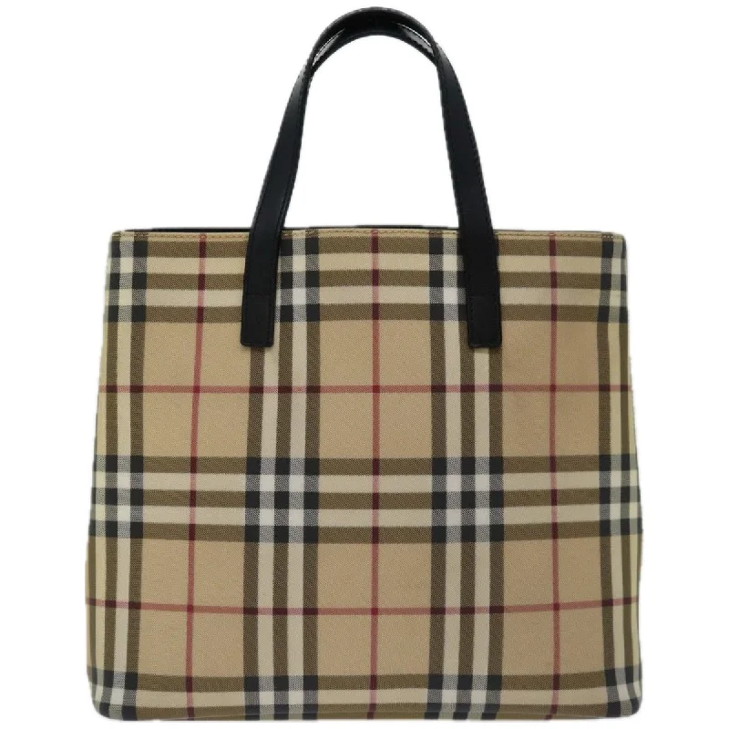 BURBERRY Nova Check Hand Bag PVC Beige Black  67112