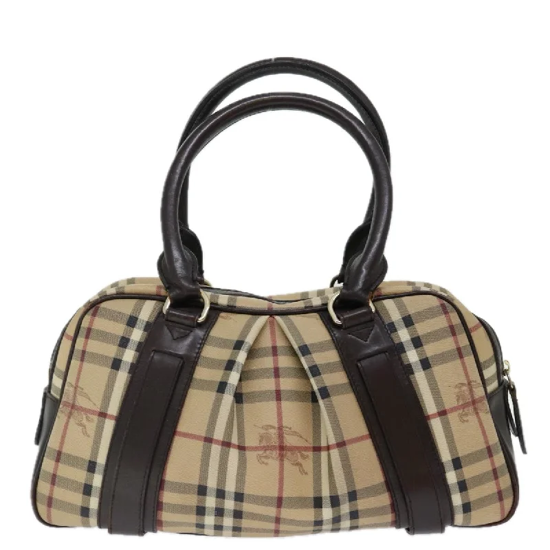 BURBERRY Nova Check Hand Bag PVC Beige  mr098