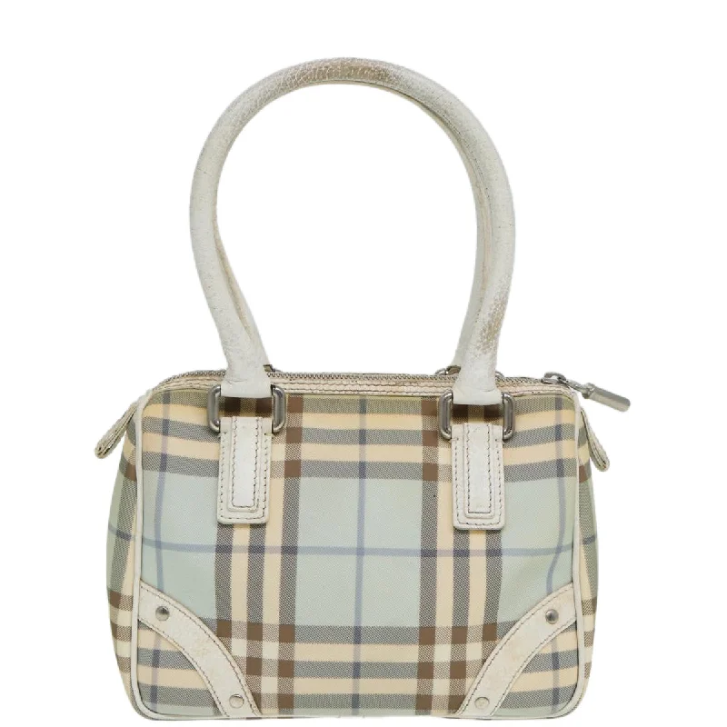 BURBERRY Nova Check Hand Bag PVC Blue  yk13985