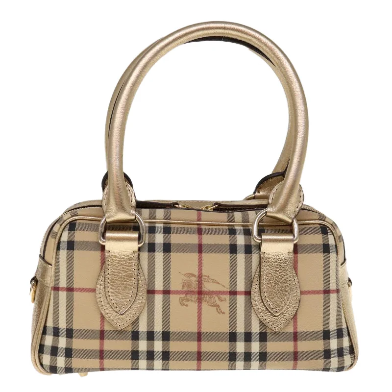 BURBERRY Nova Check Hand Bag PVC Leather Beige  64593