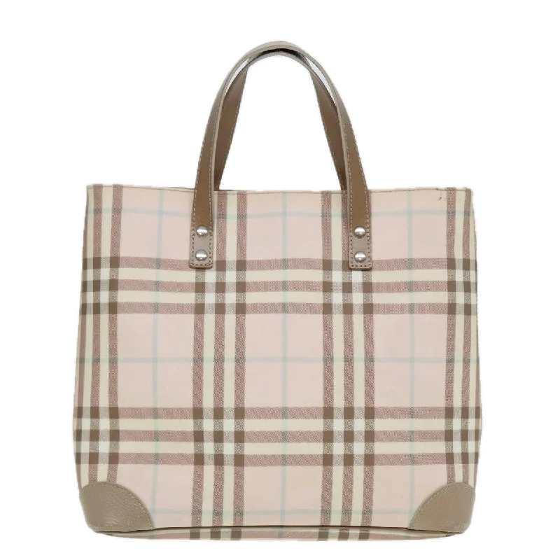 BURBERRY Nova Check Hand Bag PVC Pink Gold  bs16587